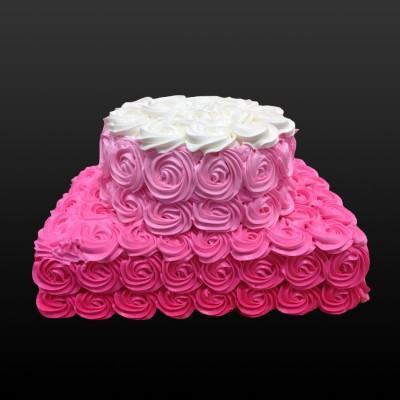 2 Tier - Pink Stage of Roses