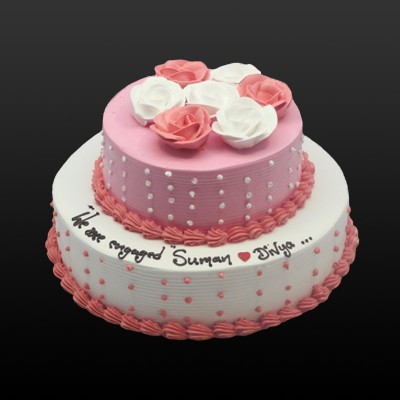 2 Tier - Pink Icing Flower Cake 2