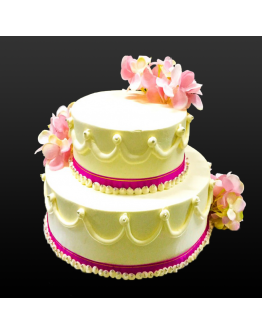 2 Tier - Rustic White Wedding Cake